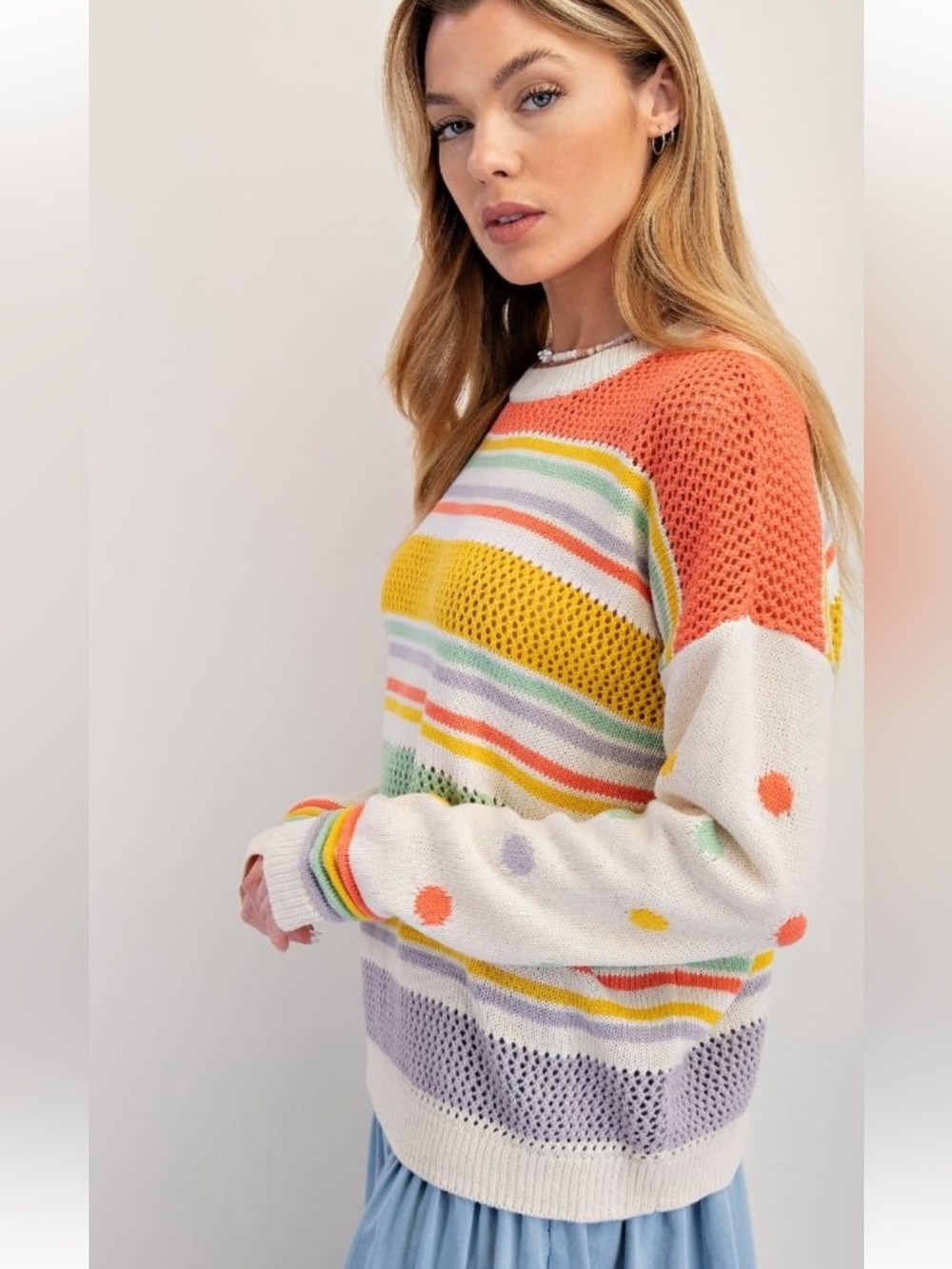 EASEL MULTI COLOR THREAD KNIT SWEATER PULLOVER